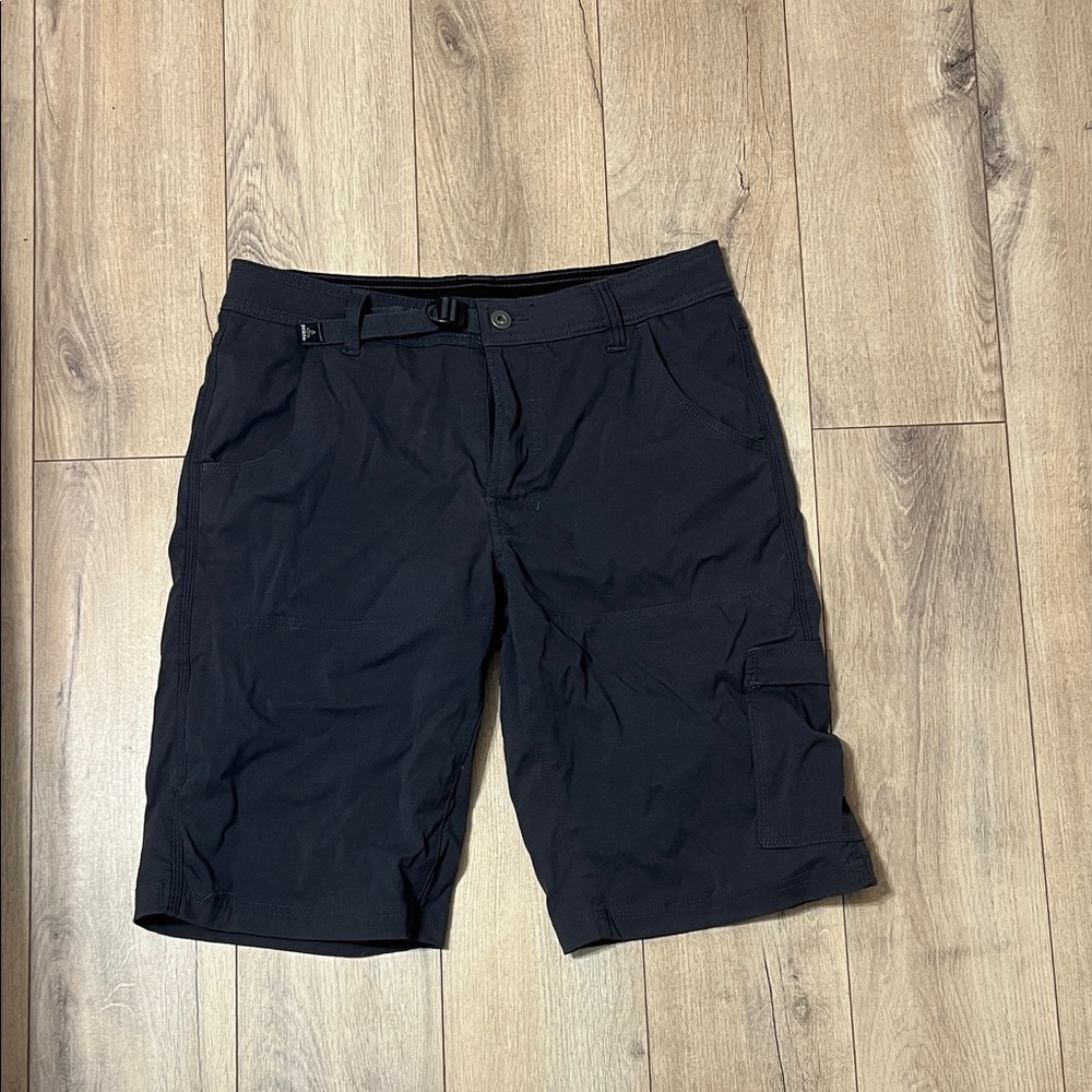 Prana Charcoal Men's Cargo Shorts with Webbing Belt